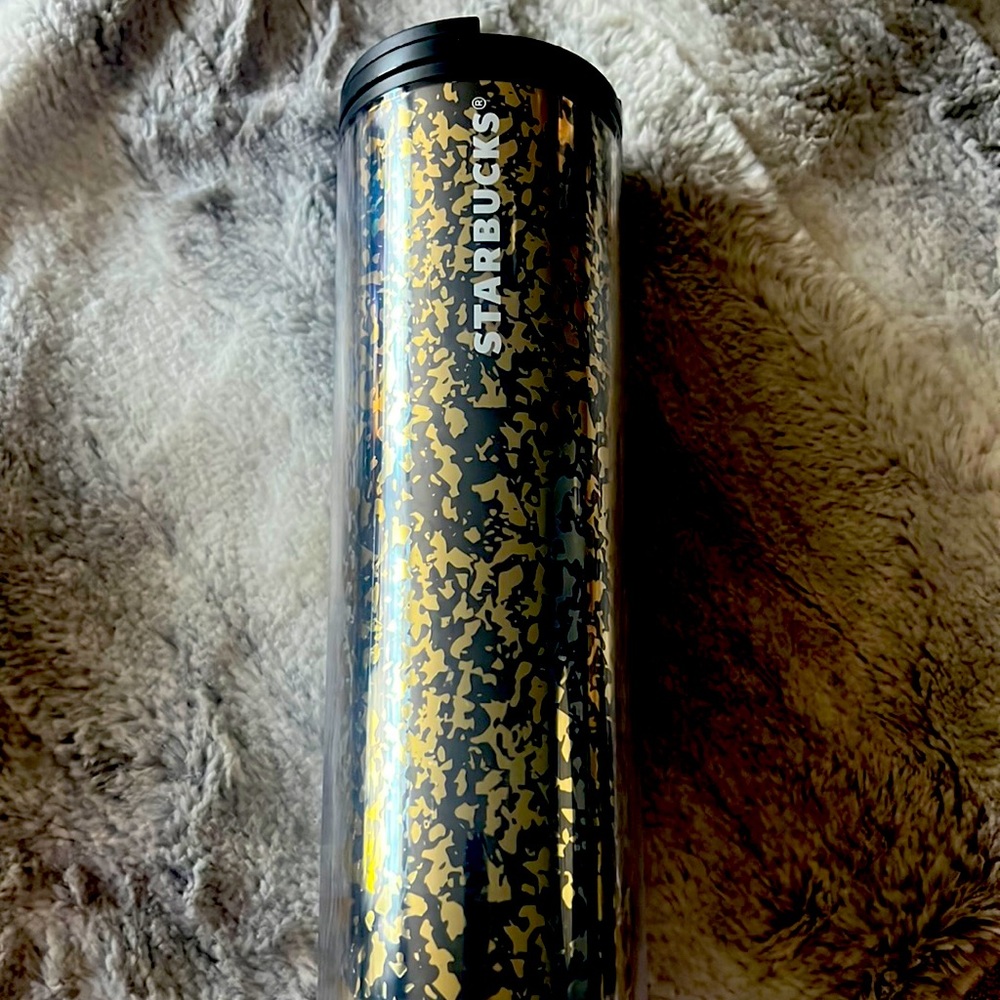 Black gold slim double wall travel cup